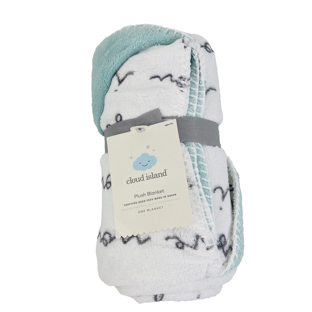 Cloud Island Plush Baby blanket Lovey I Love You Baby Black White Mint Green-New